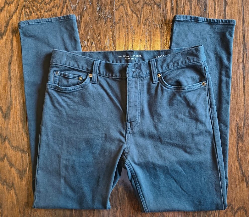 Banana Republic Men's Slim Traveler Pants Dark Grey 31x30 Stretch 5-Pocket